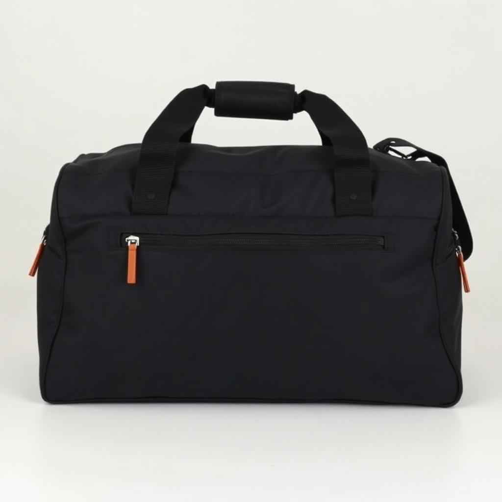 Large black gym and travel duffel bag with amber zipper pulls