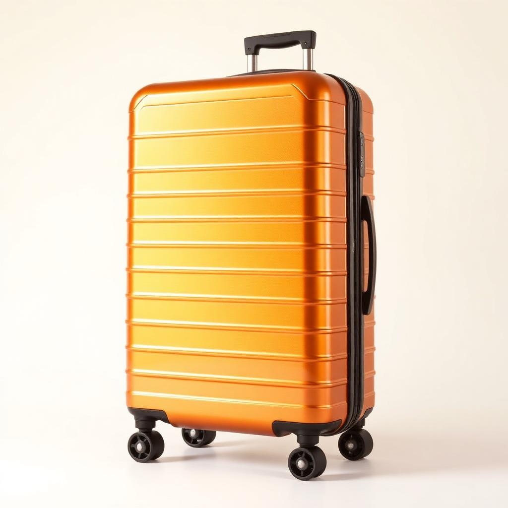 Amber lightweight polycarbonate checked suitcase with spinner wheels